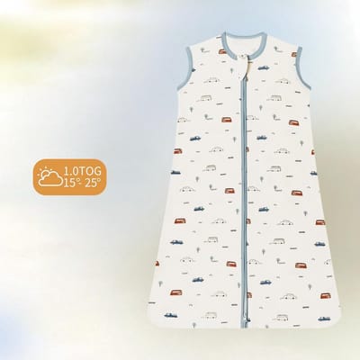 Babyslaapzakken 1.0 TOG - 2-pack 100% katoen | Draagbare deken voor pasgeborenen met dubbele ritssluiting | Zacht en ademend, machinewasbaar,Midi Auto -s
