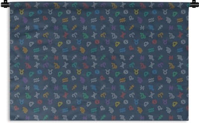 Wandkleed - Wanddoek - Zodiac - Patroon - Astrologie - 180x120 cm - Wandtapijt