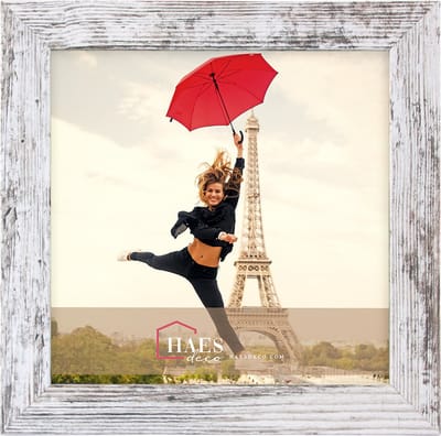 HAES DECO - Houten fotolijst Paris wit/bruin voor 1 foto formaat 20x20 - SP001226