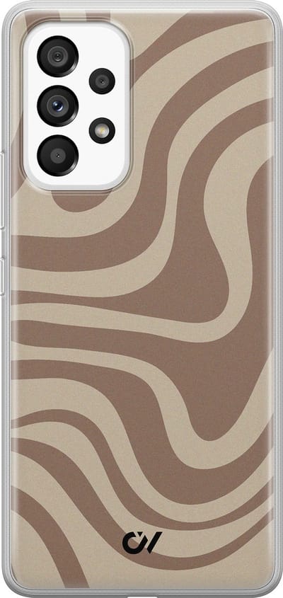 Hoesje geschikt voor Samsung Galaxy A53 hoesje - Brown Abstract Waves - - Bruin - - Casevibes