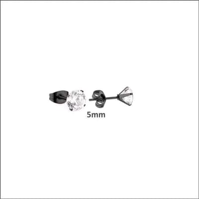 Aramat Jewels | Oorbellen | Fonkelende Zwarte Zirkonia Oorbellen | 5mm | | | Staal | Kinderen, Volwassenen | Verkleurd niet