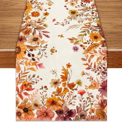 Herfst Thanksgiving Planten Bladeren Bloemen Linnen Tafelkleed Tafelblad Decor Boerderij Keuken Eettafelkleed Feestdecoratie 150x33cm