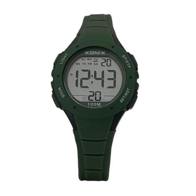 Xonix IT-A07A - Horloge - Digitaal - Kinderen - Unisex - Siliconen band - ABS - Cijfers - Achtergrondverlichting - Alarm - Start-Stop - Chronograaf - Tweede tijdzone - Waterdicht - 10 ATM - Groen