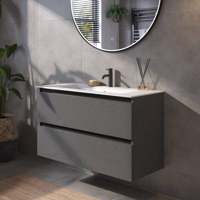 Saqu Gaia Badkamermeubel Set - 101x46 cm - Voorgemonteerd - Zwart - Wastafelmeubel - Badmeubel