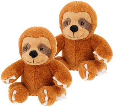 Keel Toys pluche luiaard knuffel - 2x - 14 cm - Bruin - Bosdieren Jungle - speelgoed knuffels - klein formaat - cadeau