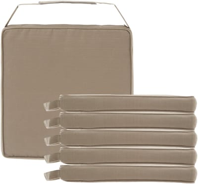 Hespiride Stoelkussen Gerona - 6x - 40 x 40 cm - lichtbruin - vierkant - polyester - tuinkussen - buiten