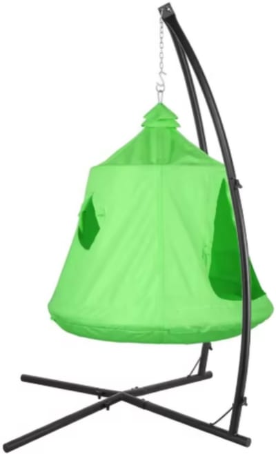 Egg hangstoel - Voor kinderen - Hangmat X-standaard - met Boomentent - Speeltent Binnen en Buiten - Egg chair cocoon - Metalen Schommelstoel - Groen