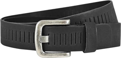 Landley Leren Geperforeerde Sleufjes Riem voor Dames en Heren - Breedte 4 cm - Unisex Ceintuur - Echt Leer - Zwart - Lengte totaal 105 cm / Riemmaat 85