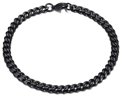 Cuban Link Heren Armband - Dikke Schakel - 5mm - Zwart - Schakelarmband - Armbanden - Papa Cadeau Voor Mannen - Vaderdag