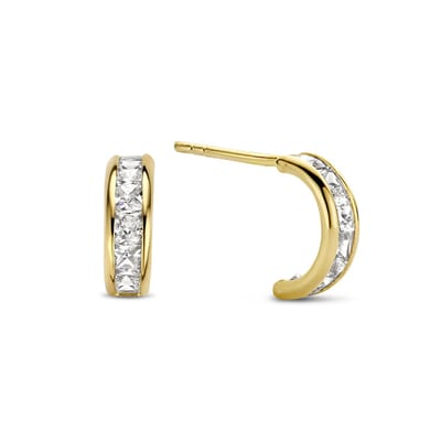 New Bling 9NBG-0396 Gouden Oorknopjes - Dames - Halve Oorring - 8,3 x 2,8 mm - 14 Karaat - Goud