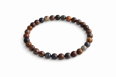 Pietersiet Armband – 6 mm Kralen – 17 cm – Natuursteen Armband – Bruin Blauw Goud – Elastische Edelsteen Armband