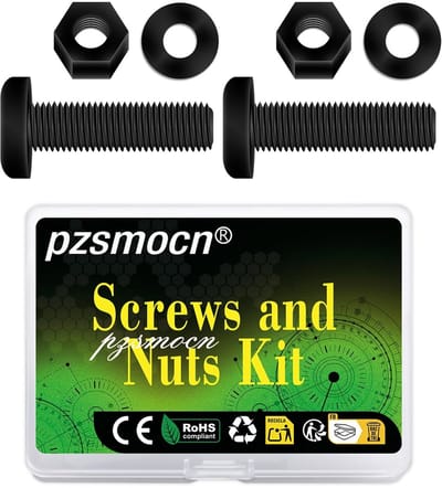 50 Sets M6x30mm Zwarte Nylon Kruiskopschroeven met Moer en IsolatieRing Set