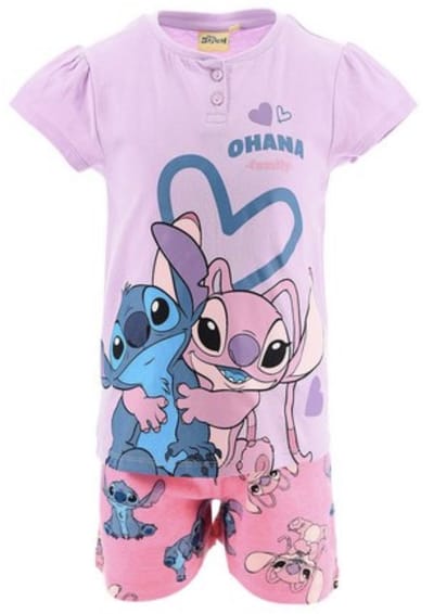 Disney Lilo&Stitch Pyjama - Shortama - Lila/Roze - Stitch en Angel - Katoen - Maat 98 - 3 Jaar