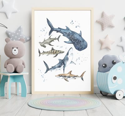 A4 Dive into Underwater Magic with Our Shark Wall Art Poster/ Duik in Onderwatermagie met Onze Shark Wall Art Poster/ Plongez dans la Magie Sous-Marine avec Notre Affiche d'Art Murale Requins