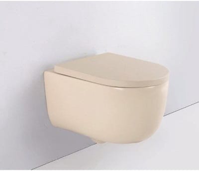 QeramiQ Dely Swirl hangtoilet – spoelrandloos – diepte 53 cm – met 35 mm softclose zitting – mat beige