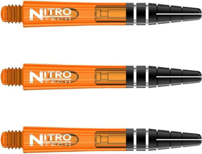 RED DRAGON - Nitrotech Oranje Korte Dartschachten - 3 sets per pakket (9 stengels in totaal)
