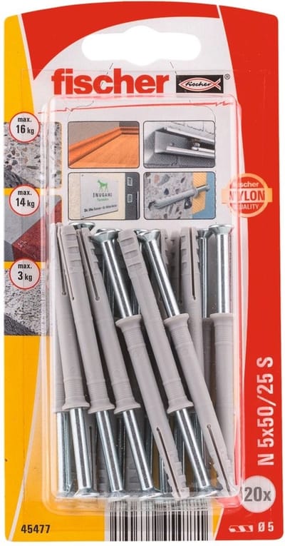 Fischer 045477 N 5 x 50/25 S K NV Spijkerplug 50 mm 5 mm 1 set(s)