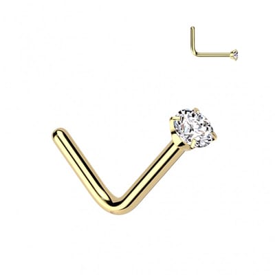 Neuspiercing titanium ronde top steen met crammetje 3mm - goud - LMPiercings