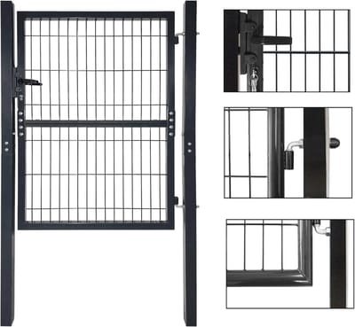 Tuinpoort Metaal - Hekpoort Tuindeur - Tuin Afsluiten - Verzinkt Staal - 125 x 100 cm - Antraciet