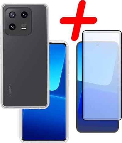 Hoesje Met Screenprotector - Geschikt voor Xiaomi 13 Pro - Sterk & Shockproof - Back Cover - Siliconen Case - Telefoon Hoes - Transparant