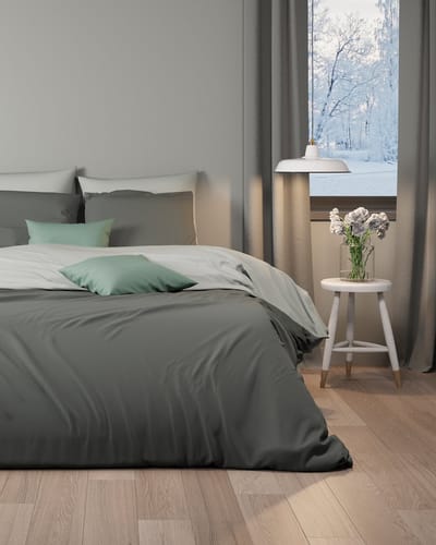 Mistral Home - DEKBEDOVERTREK - flanel - 140 x 200 cm + 65 x 65 cm - eenpersoons - effen kleur - grijs
