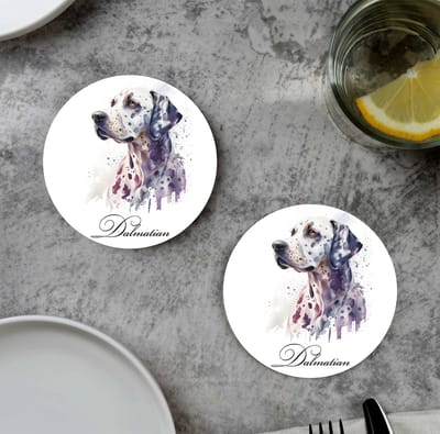 GR onderzetters voor glazen - Waterpaint Dog Dalmatian - Vinyl - 6st