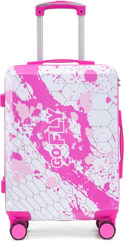MODFU - Handbagagekoffer - 360° Dubbele Spinnerwielen - Print Met Honingraatstructuur - Voor Korte Reizen - Polycarbonaat - Roze - 20 Inch