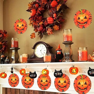 SnelShoppen - 12 Stuks Pompoen Vloerstickers, Halloween Creatieve Vloerstickers, Pompoengezicht Stickers, Ideaal voor Halloween Feestdecoraties