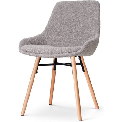 Nolon Nena-Isa Eetkamerstoel Bouclé Taupe - Stof - Zonder Armleuning - Houten Poten - Scandinavisch - Comfortabel