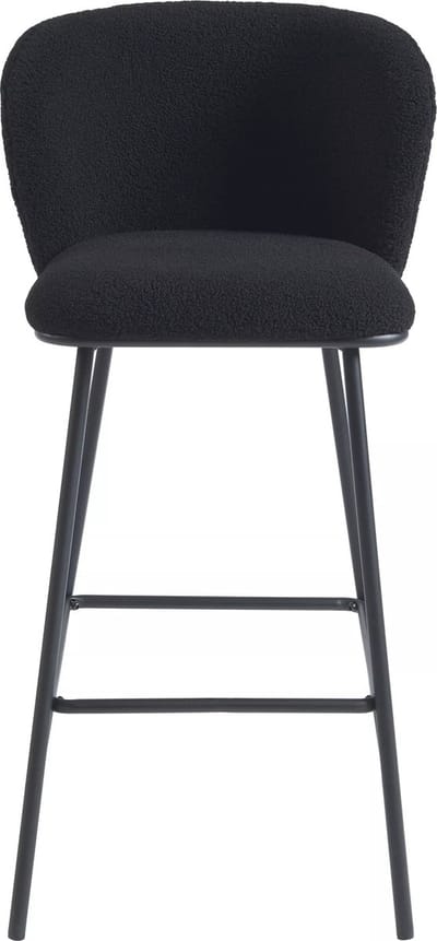 Vente-unique Set van 2 barkrukken in bouclé en metaal - Zwart - SENORASE L 50 cm x H 97 cm x D 54 cm