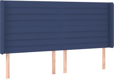 vidaXL - Hoofdbord - met - randen - 163x16x118/128 - cm - stof - blauw