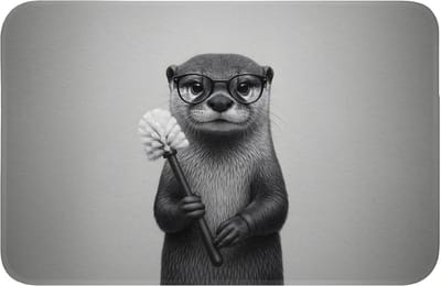 Badmat 60x40 cm - Antislip - Otter - Wc-borstel - Bril - Zwart - Wit - Badmatten voor badkamer - Badkamermat - Douchemat - Badkamer mat