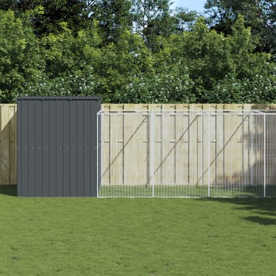 Maison pour chien avec enclos Anthracite 214x661x181 cm Acier Galvanisé