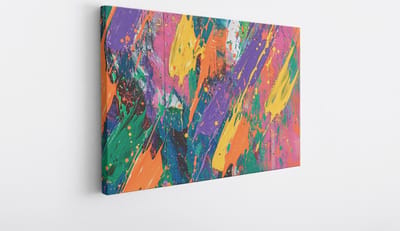 Saammp Canvas Schilderij - Kleurrijke penseelstreken - Abstract kunstwerk - 30x20 - Foto op canvas - Wanddecoratie - Muurdecoratie Woonkamer - Slaapkamer decoratie - Canvas Print