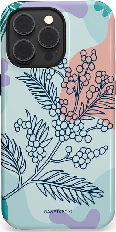 Casetastic Hoesje Geschikt voor Apple iPhone 15 Pro Max Magsafe - Stijlvolle Beschermende Duo-layer Case - Aquarel Bladeren