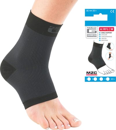 Neo G Enkelbandage - Large - Zwart - Ademend Polyamide en Elastaan - Multi Zone Compressie - Elastische Sluiting - Enkelbrace voor Sport en Dagelijks Gebruik
