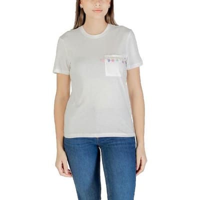 T-shirt Korte Mouw Only T-shirt blanc avec poche décorative