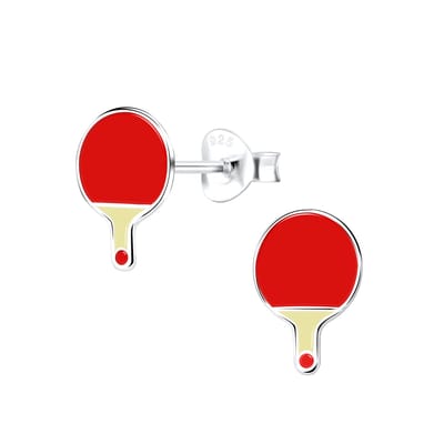 Joy|S - Zilveren tafeltennis oorbellen - batje - 6 x 10 mm bat