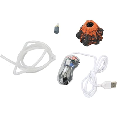 Kit d'Ornement Volcan d'Aquarium Réaliste Oxygénation Aquarium Bulleur d'Air Décorations Volcan avec Tuyau pour Aménagement Paysager white