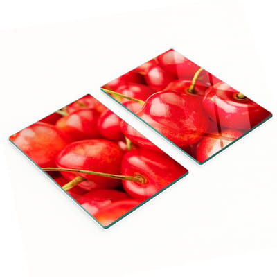 Multifunctionele decoratieve glazen snijplanken voor de keuken, kersenkleur, 2x40x52 cm
