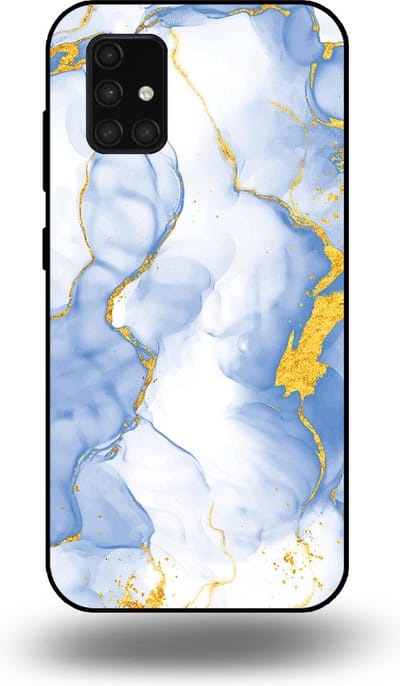 Smartphonica Telefoonhoesje Geschikt voor Samsung Galaxy A71 5G met Lichtblauw Goud Marmer Opdruk - TPU Backcover Case Lightblue Gold Marble Design geschikt voor Samsung Galaxy A71 5G