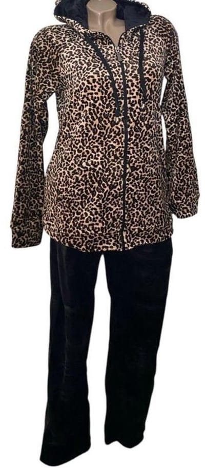 Huispak - Vrijetijdspak - Velours - 3340 - Panterprint met Rits - Maat XXL
