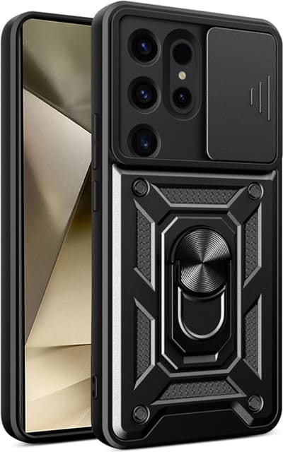 Hoesje geschikt voor Samsung Galaxy S24 Ultra - Techsuit Camshield Back Cover - Zwart