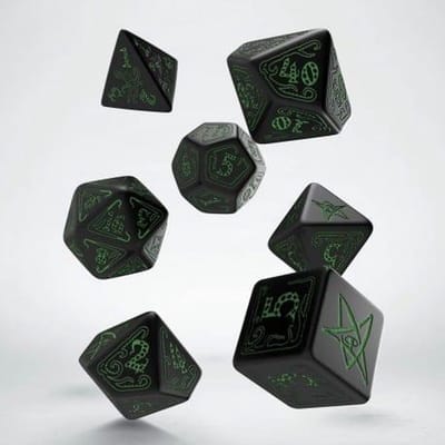 Q-Workshop Call of Cthulhu - zwarte & groene dobbelstenen Set (7)
