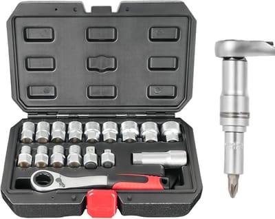 Dopsleutel Set - Gereedschap Kit - Reparatie Werkzaamheden - 72-Tands Mechanisme - 12 Delig - Zilverkleurig