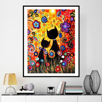 Diamond Painting Mozaïek Twee Cartoon Zwarte Katten Handgemaakte Diamant Kruissteek Set Diamant Borduurwerk 20X30CM black