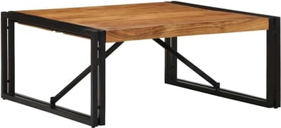 Salontafel - Koffietafel bijzettafel - Drinken en gezelligheid - Massief acaciahout - 80x80x35 cm - Natuurlijk hout