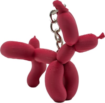 Plassende ballon hond sleutelhanger - Plum - 3d geprint - Cadeau liefhebber – Sleutelhanger dier – 5cm