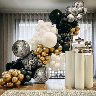 FeestmetJoep® Ballonnenboog Marmer goud & Zwart - Verjaardag versiering