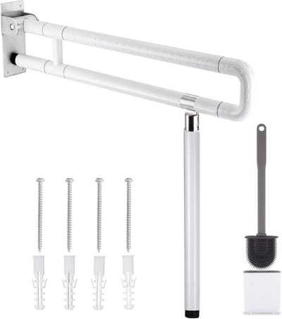 Opklapbare WC-handgreep 75 cm - Roestvrij Staal voor Senioren en Invaliden - Belastbaar tot 150 kg